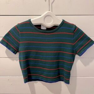 💚 Polly Striped Cropped Tee – Size S/M